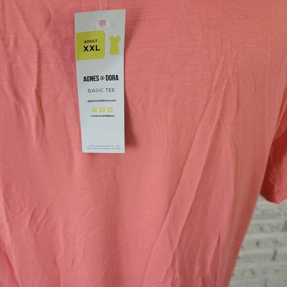 Agnes Dora Womens Top 2XL Plus Tee Short Sleeve Orange Lightweight PIN56E - Picture 6 of 10